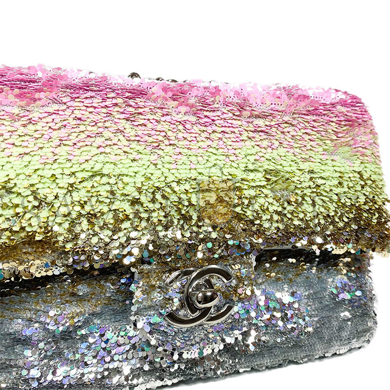 Ch**el pink green silver sequins mini flap bag (20*14*5cm)